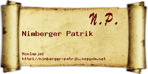 Nimberger Patrik névjegykártya